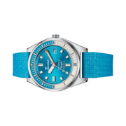 Squale Matic S Light Blue Watch with Mosaic Rubber Strap #MATICLBWLB.MRLB