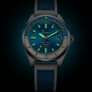 Squale Matic S Light Blue Watch with Leather-Rubber Strap #MATICLBWLB.RLWLB