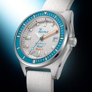 Squale Matic S White Dial Watch with Mosaic Rubber Strap #MATICLBWT.MRWT