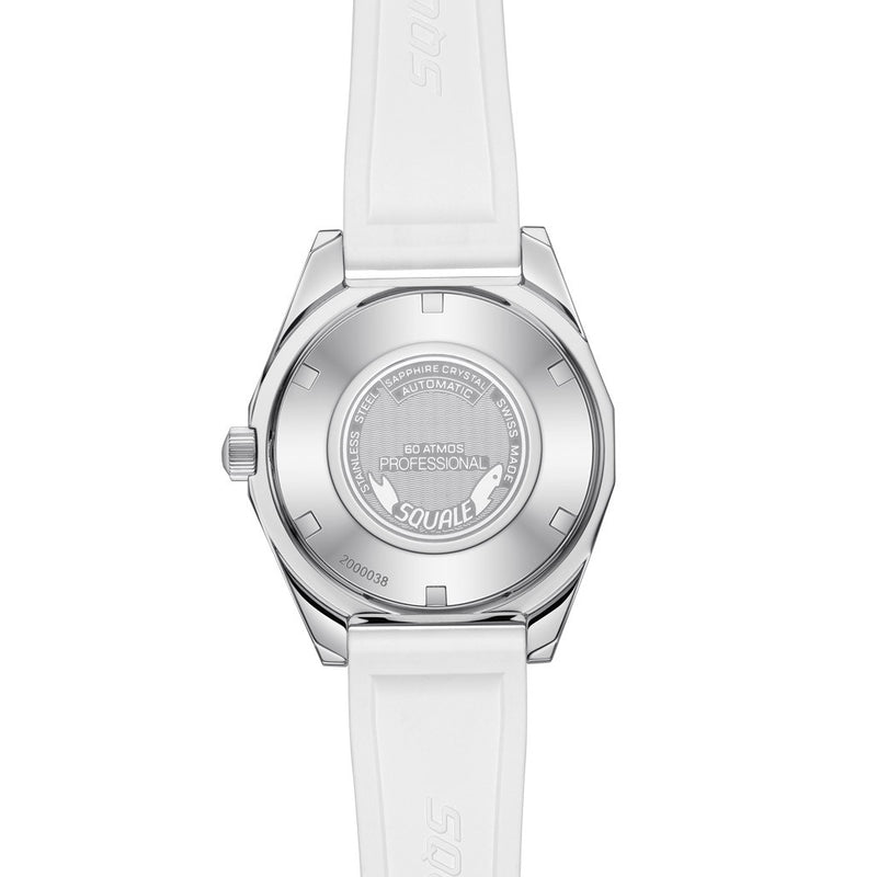 Squale Matic S White Dial Watch with Mosaic Rubber Strap #MATICLBWT.MRWT
