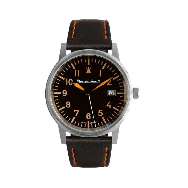 Messerschmitt 38.5mm Black and Orange Type-A Aviator Watch #ME-385OBL