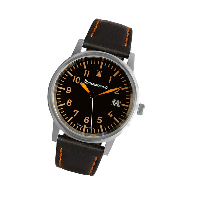 Messerschmitt 38.5mm Black and Orange Type-A Aviator Watch #ME-385OBL tilt