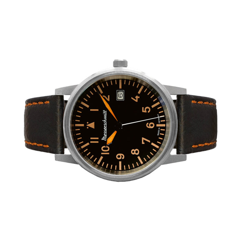 Messerschmitt 38.5mm Black and Orange Type-A Aviator Watch #ME-385OBL side
