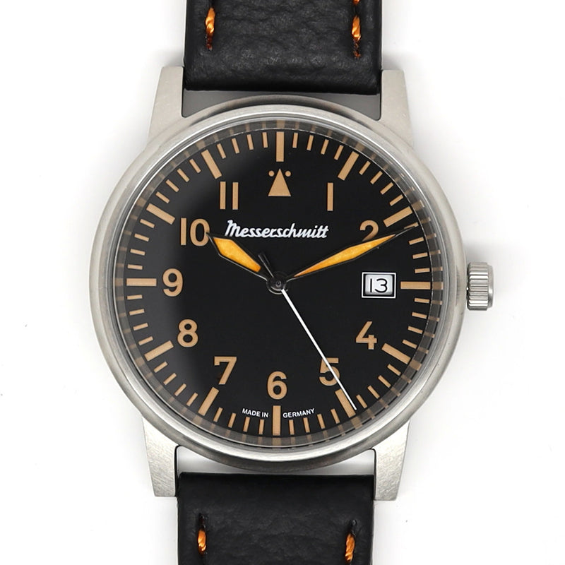Messerschmitt 38.5mm Black and Orange Type-A Aviator Watch #ME-385OBL