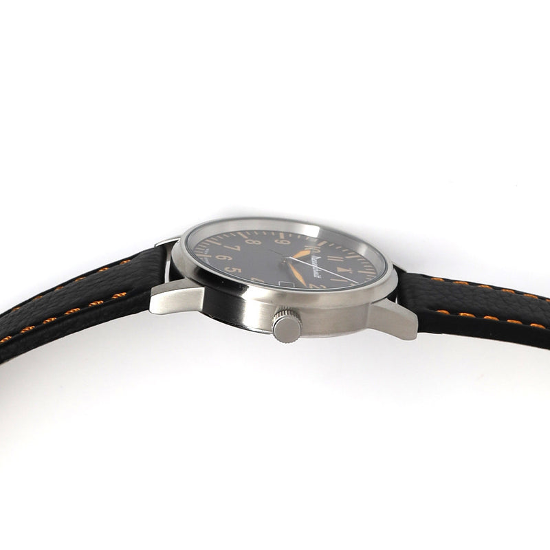 Messerschmitt 38.5mm Black and Orange Type-A Aviator Watch #ME-385OBL crown