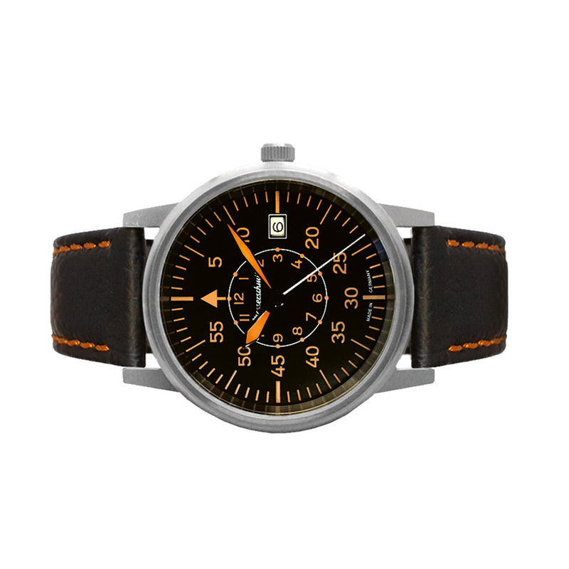 Messerschmitt 38.5mm Black and Orange Type-B Aviator Watch #ME-385OPL side