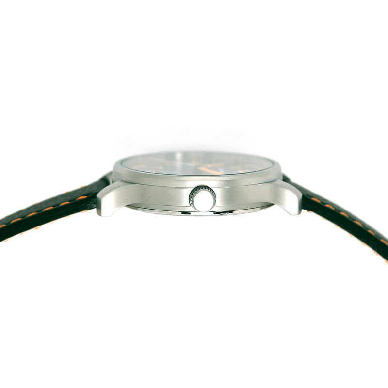 Messerschmitt 42mm Black and Orange Quartz Flieger #ME-42OBL crown