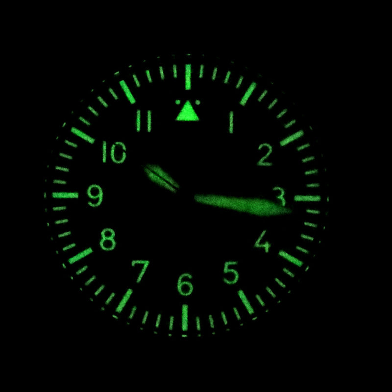 Messerschmitt 42mm Black and Orange Quartz Flieger #ME-42OBL lime