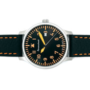 Messerschmitt 42mm Black and Orange Quartz Flieger #ME-42OBL side
