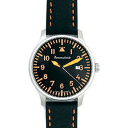 Messerschmitt 42mm Black and Orange Quartz Flieger #ME-42OBL zoom