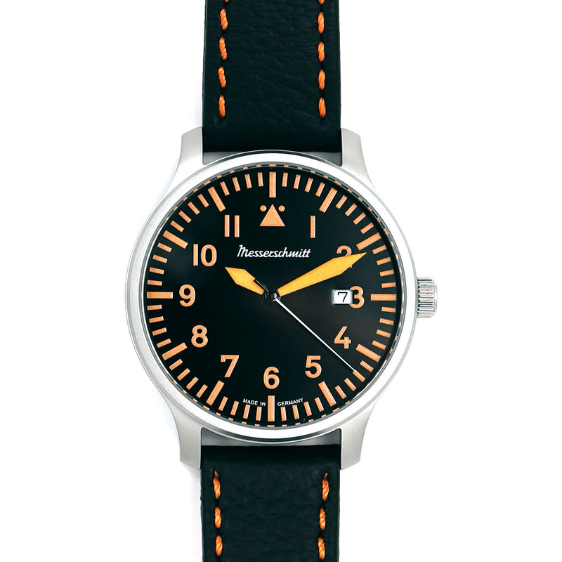 Messerschmitt 42mm Black and Orange Quartz Flieger #ME-42OBL zoom