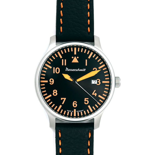 Messerschmitt 42mm Black and Orange Quartz Flieger #ME-42OBL zoom