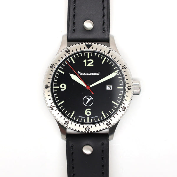 Messerschmitt 43mm Swiss Quartz Aviator Watch with Rotating Bezel #ME-98152LB