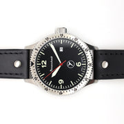 Messerschmitt 43mm Swiss Quartz Aviator Watch with Rotating Bezel #ME-98152LB