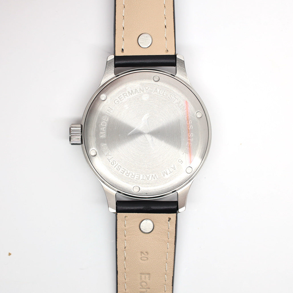 Messerschmitt 43mm Swiss Quartz Aviator Watch with Rotating Bezel