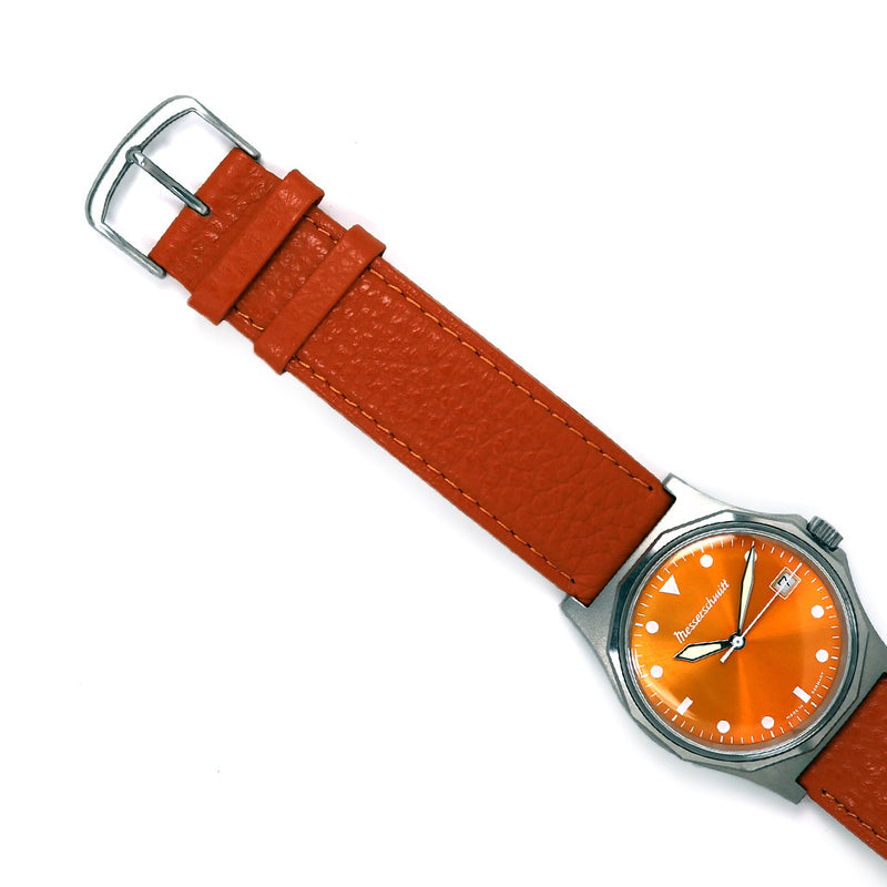 Messerschmitt 36mm Quartz Aviator Style with Orange Dial and Strap #ME-99OR tilt