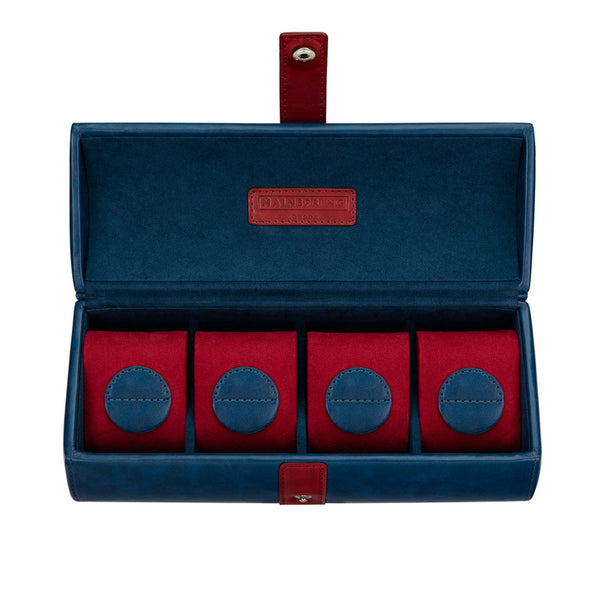 Mainspring Raceday 4 Slot Watch Box in Naval Blue #MS-101-WR1-01 open