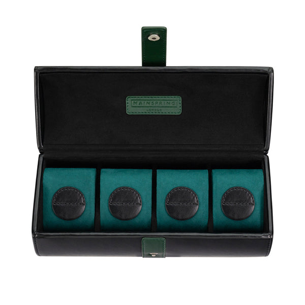 Mainspring Raceday 4 Slot Watch Box in Poker Black #MS-101-WR1-02 open