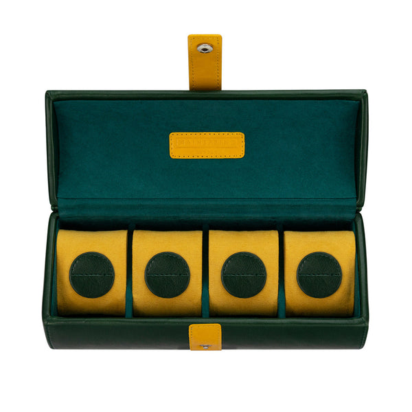Mainspring Raceday 4 Slot Watch Box in Racing Green #MS-101-WR1-03 open