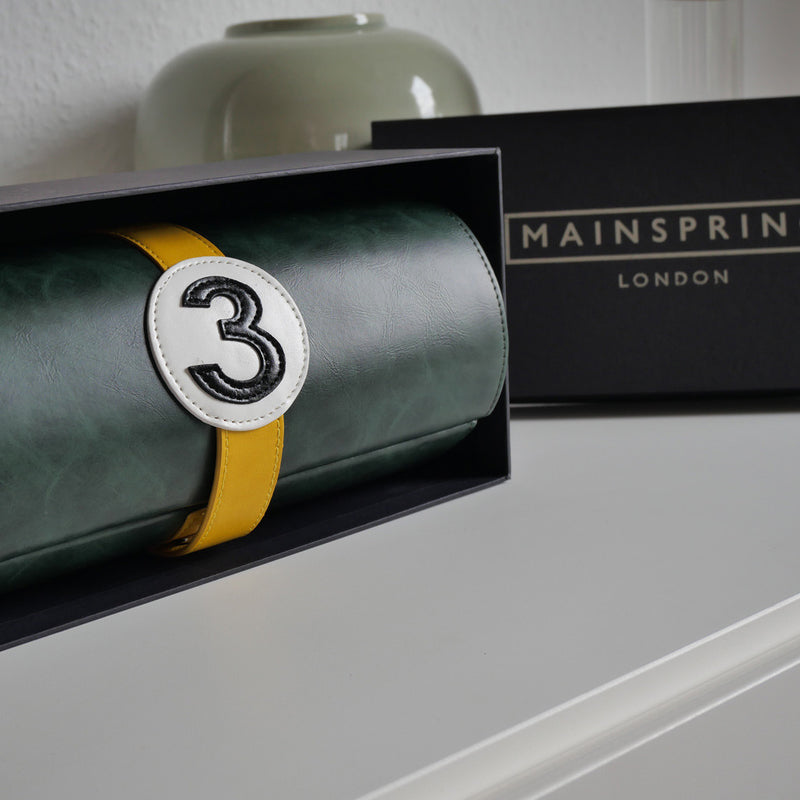 Mainspring Raceday 4 Slot Watch Box in Racing Green #MS-101-WR1-03 lifestyle