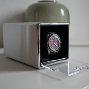 Mainspring Astronomy Alumina Single Slot Watch Winder in Silver #MS-ALUWINDER-01 lifestyle