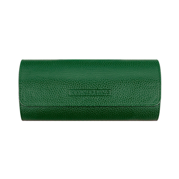 Mainspring Lorenzo 3 Slot Watch Roll in Green #MS-ALWR-01 closed