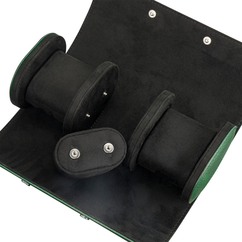Mainspring Lorenzo 3 Slot Watch Roll in Green #MS-ALWR-01 side open