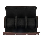 Mainspring Lorenzo 3 Slot Watch Roll in Chocolate Brown #MS-ALWR-02 open