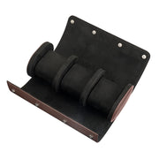 Mainspring Lorenzo 3 Slot Watch Roll in Chocolate Brown #MS-ALWR-02 side open