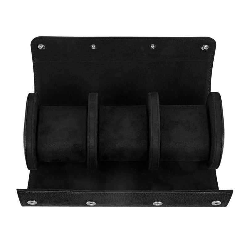 Mainspring Lorenzo 3 Slot Watch Roll in Black #MS-ALWR-03 open