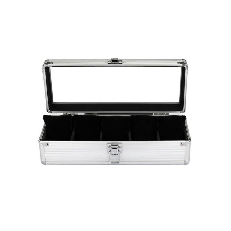 Mainspring Soldado 5 Slot Watch Case in Silver #MS-CBOX2-01 open