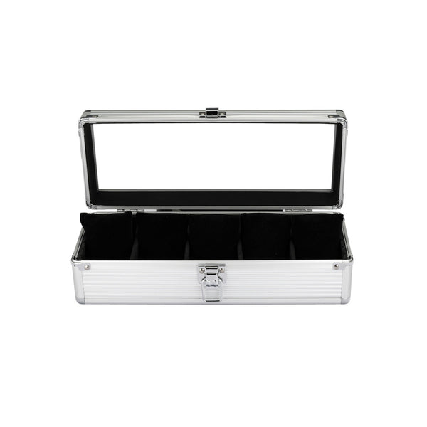 Mainspring Soldado 5 Slot Watch Case in Silver #MS-CBOX2-01 open