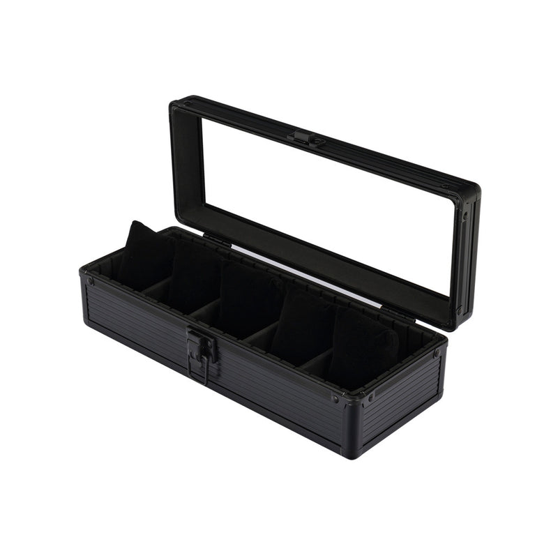 Mainspring Soldado 5 Slot Watch Case in Granite #MS-CBOX2-02 side open