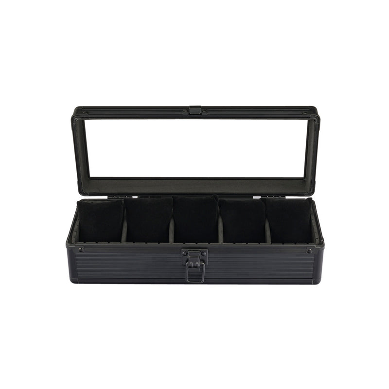 Mainspring Soldado 5 Slot Watch Case in Granite #MS-CBOX2-02 open