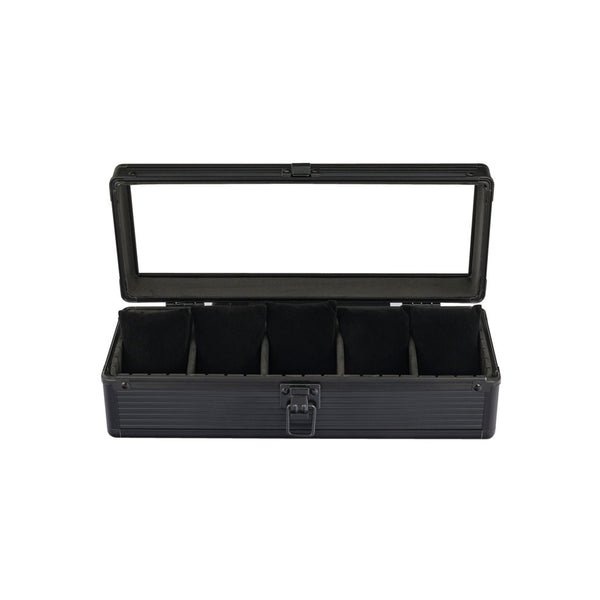 Mainspring Soldado 5 Slot Watch Case in Granite #MS-CBOX2-02 open