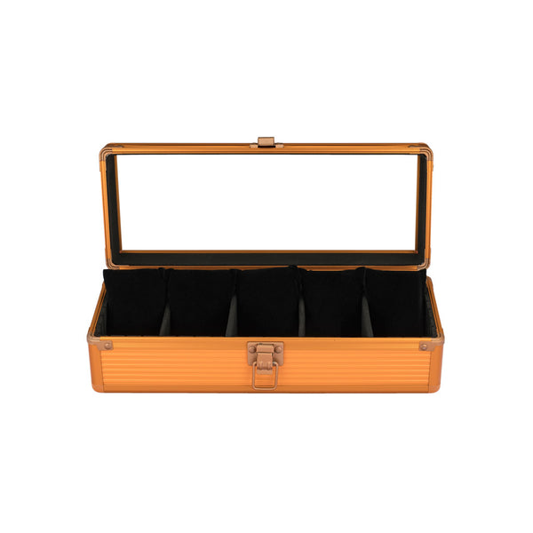 Mainspring Soldado 5 Slot Watch Case in Tiger Orange #MS-CBOX2-03 open