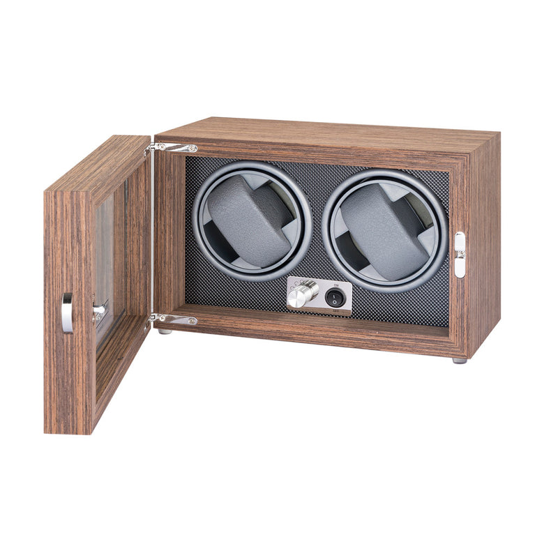 Mainspring Oxford Guardian Double Watch Winder in Mahogany #MS-WBOX3-01 open