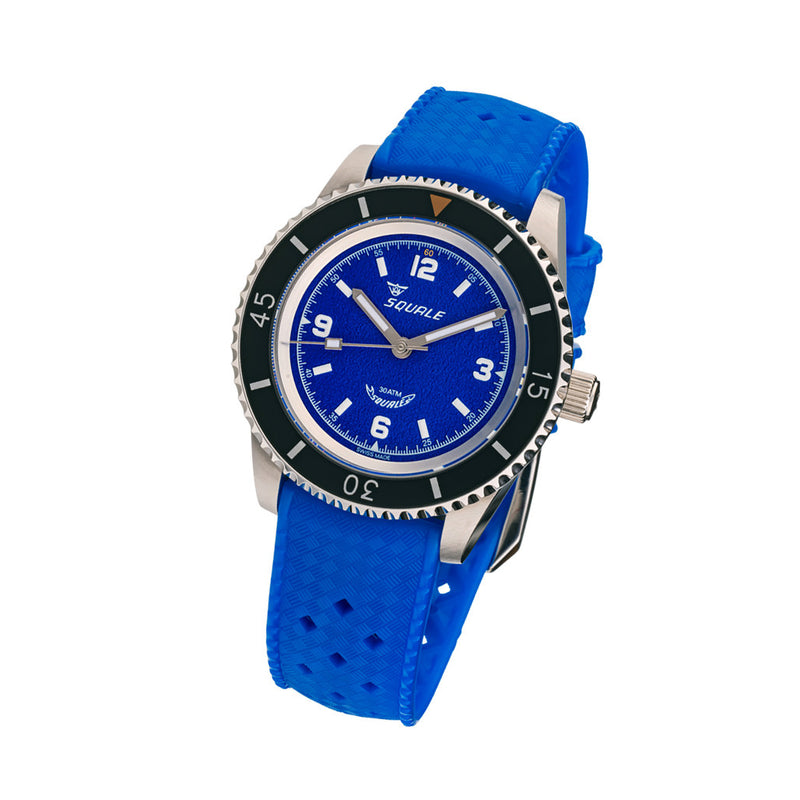 Squale Montauk 300 Meter Swiss Made Automatic Dive Watch with Blue Sand Dial #MTK-12 tilt