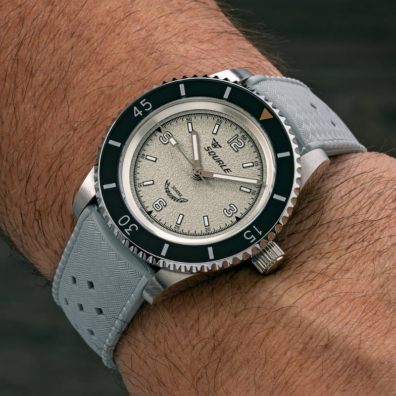 Squale Montauk 300 Meter Swiss Made Automatic Dive Watch with Grey Sand Dial #MTK-13 wrist