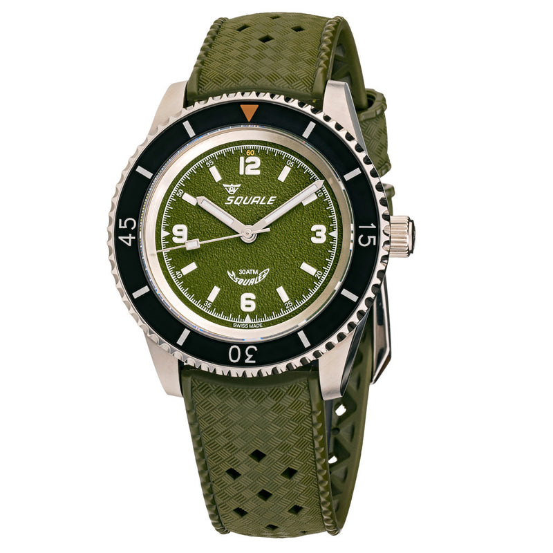 Squale Montauk 300 Meter Swiss Made Automatic Dive Watch with Green Sand Dial #MTK-14 zoom