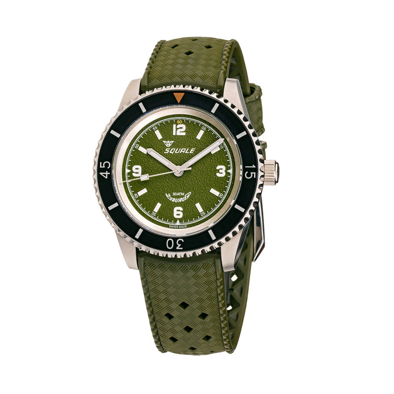 Squale Montauk 300 Meter Swiss Made Automatic Dive Watch with Green Sand Dial #MTK-14