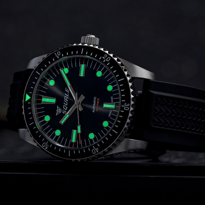 Squale Montauk 300M Swiss Automatic Diver with Black Sea Dial #MTK-21