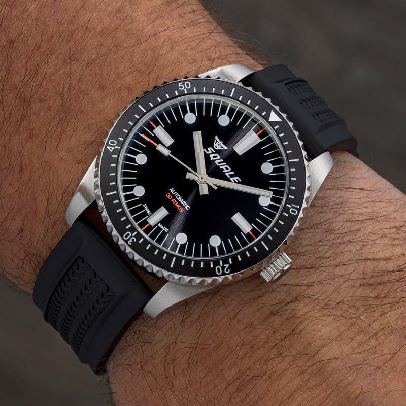 Squale Montauk 300M Swiss Automatic Diver with Black Sea Dial #MTK-21