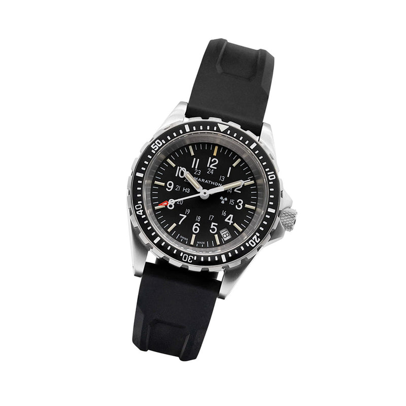 Marathon (Medium) Swiss Made, TSAR Quartz Military Divers Watch with Sapphire Crystal #WW194027 tilt