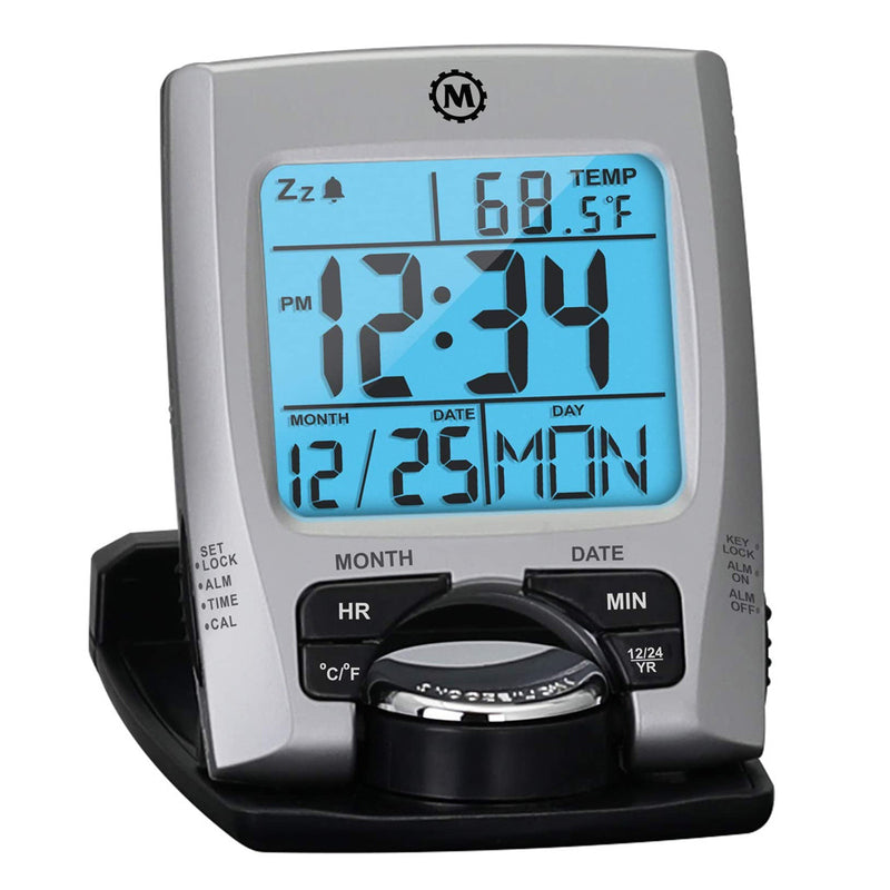 Marathon Travel Alarm Clock with Calendar, Temperature, 12 or 24 Hour Format #CL030023