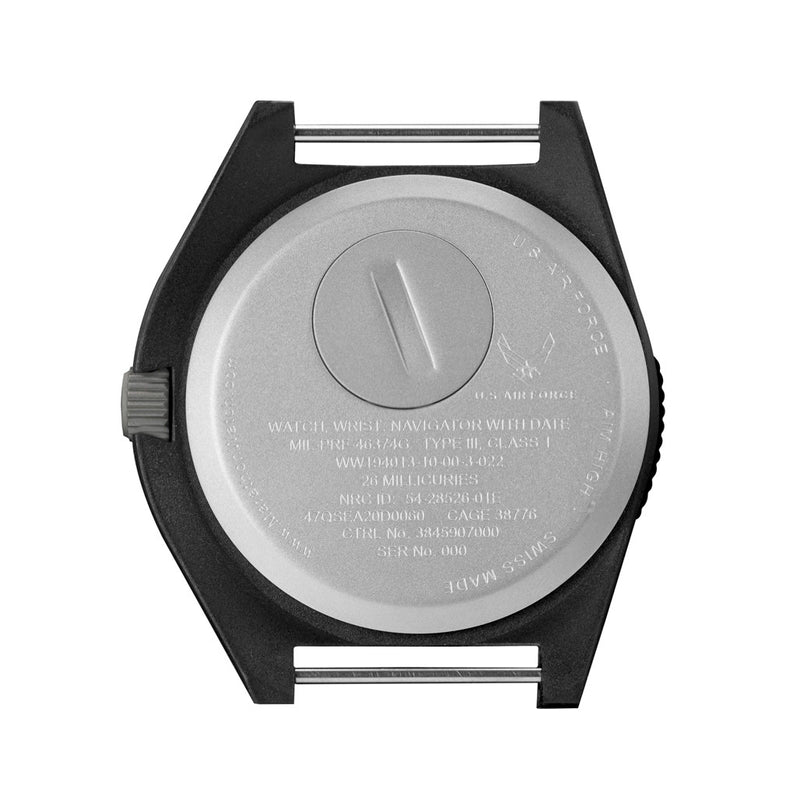 Marathon USAF Swiss Made Quartz Navigator Watch with window Caseback