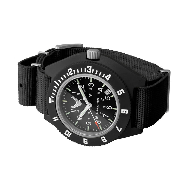 Marathon USAF Swiss Made Quartz Navigator Watch with window Side View