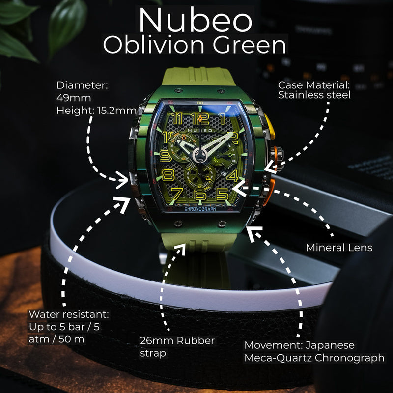 Nubeo Magellan Retrograde Chronograph Oblivion Green #NB-6088-05