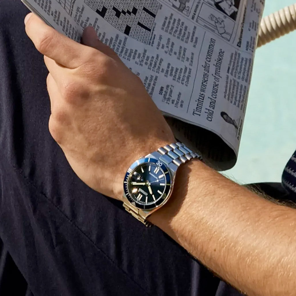 藤祥州 月光ヴェネチア 4号 Citizen Tsuyosa Shore Watch with Blue Dial #NJ0230-59L — Long