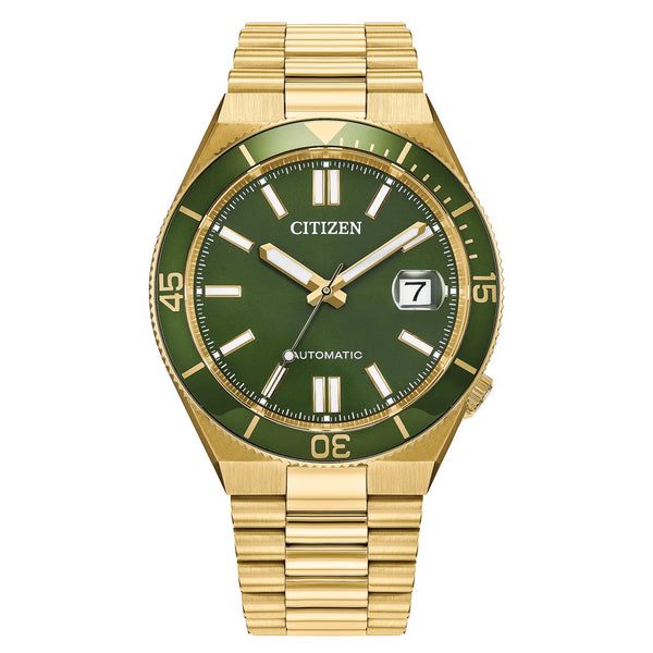 Citizen Tsuyosa Shore Watch in Yellow Goldtone with Green Dial #NJ0232-53X